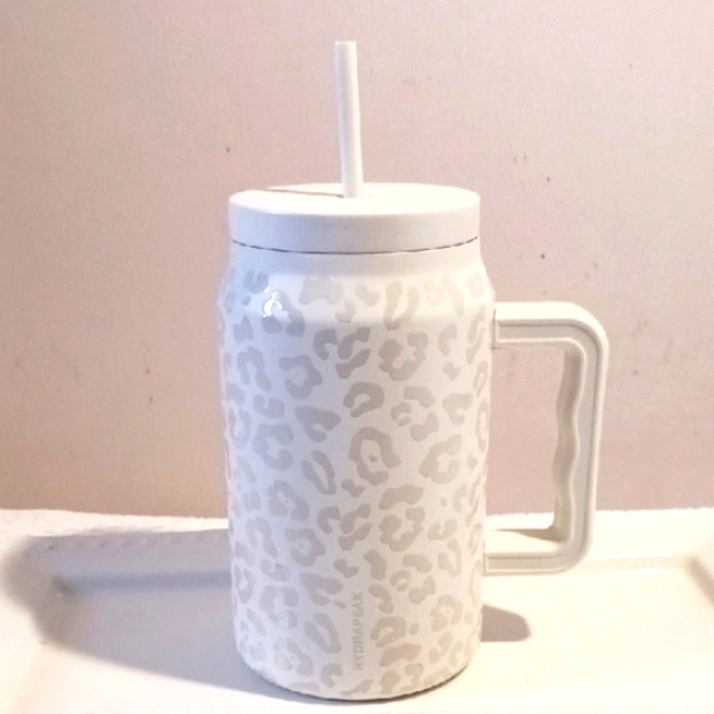 HYDRAPEAK White Leopard Print Insulated Jug with Straw - Home Travel Dining